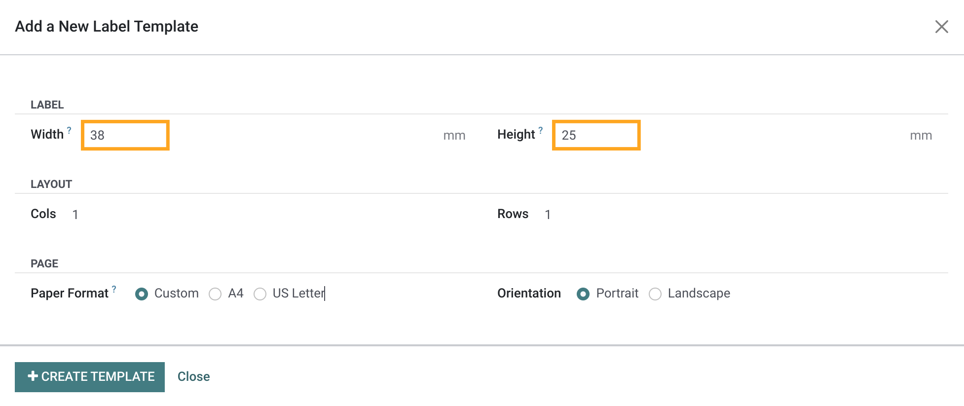 Odoo 18.0 add label template 