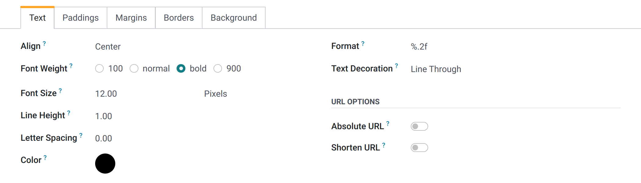 Odoo 18.0 label font and text settings