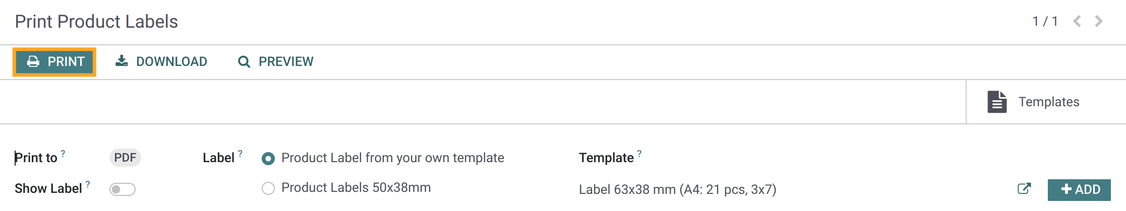 18.0 odoo direct print label