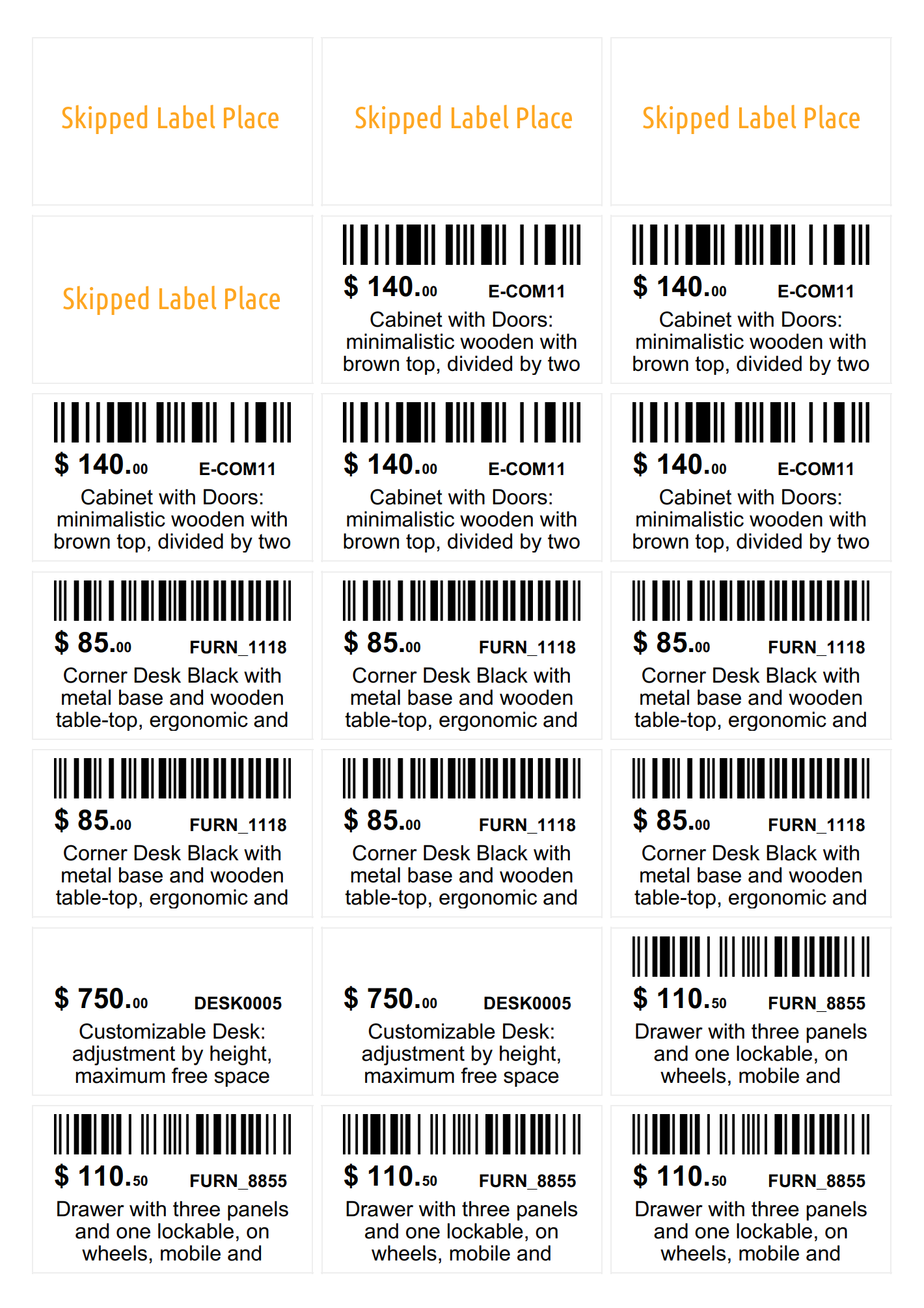 Odoo 18.0 a4 barcode product label 63 x 38 mm